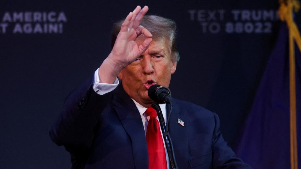 Former U.S. President and Republican presidential candidate Donald Trump holds a rally in advance of the New Hampshire presidential primary election in Rochester, New Hampshire, U.S.