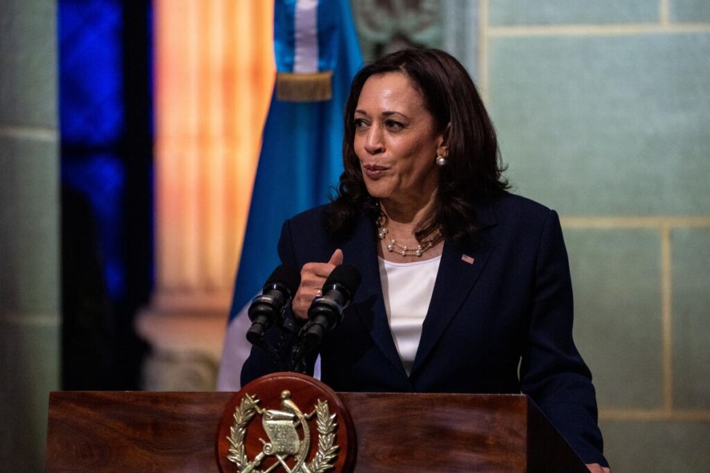 Vice President Kamala Harris speaks in Guatemala during a tour of Central America in 2021.